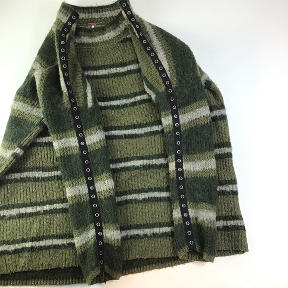 Free People Alpaca Blend Sid Green Striped Tunic - Picture 3 of 10